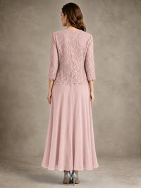 2-Piece Chiffon Mother of the Bride Dress with Lace Jacket