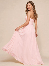 Strapless Pleated Chiffon A-Line Bridesmaid Dress
