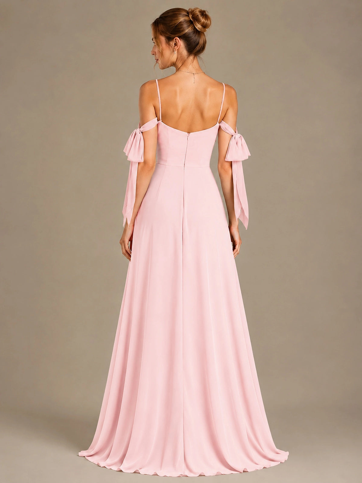 A-Line Ruffles Chiffon Bridesmaid Dress with Slit
