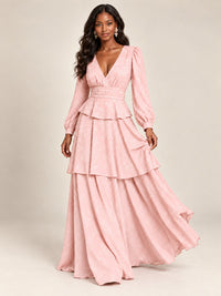 Blush Pink Floral Long Sleeve Maxi Dress