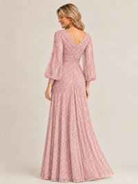Sparkle Sequin Mother of The Bride Dresses with Long Sleeves