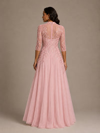 Embellished Appliques Mother of the Bride Dress with 3/4 Sleeves