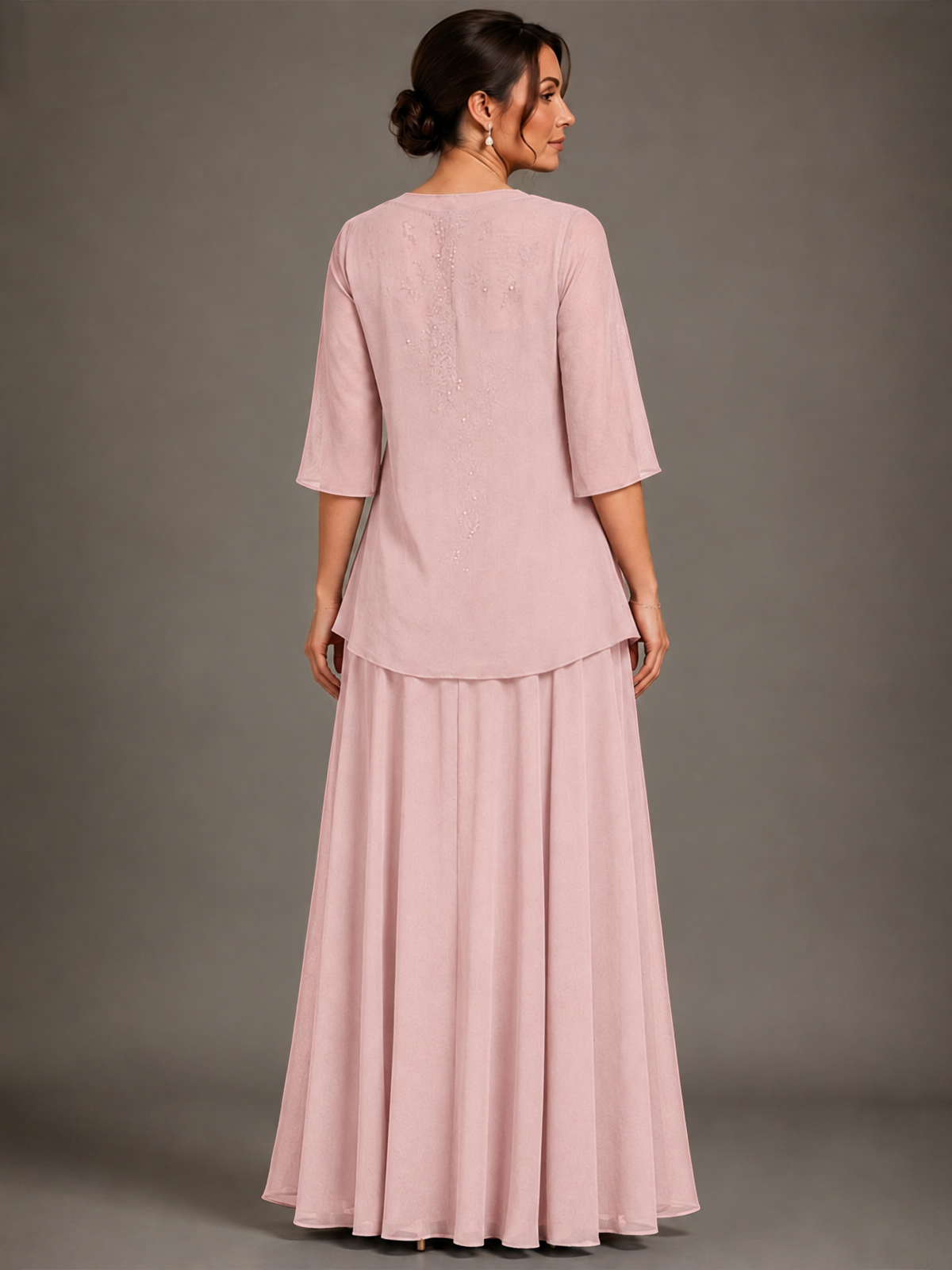 A-line 2 Pieces Chiffon Appliques Mother of The Bride Dresses with Jackets