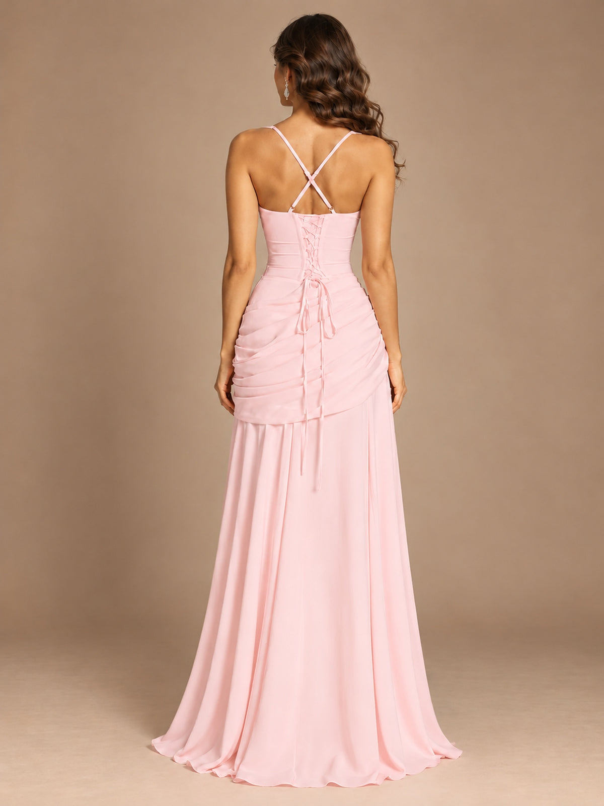 Butter Yellow Square Neck Ruched A-Line Prom Dress