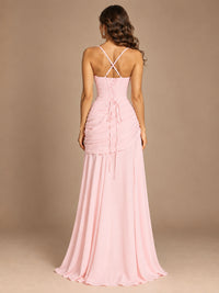 Butter Yellow Square Neck Ruched A-Line Prom Dress