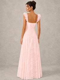 Jacquard Square Neck A-Line Maxi Dress