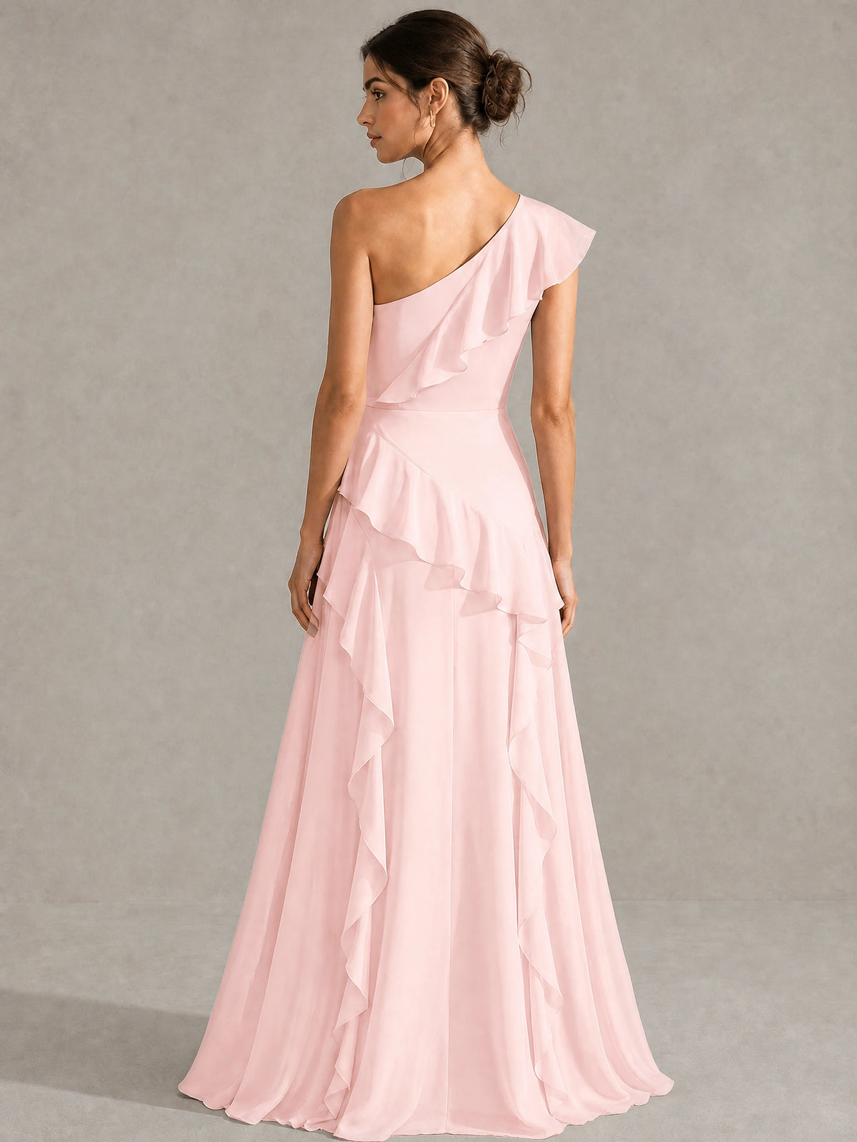 Sage Green One Shoulder Ruffle Bridesmaid Dress