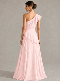 Sage Green One Shoulder Ruffle Bridesmaid Dress