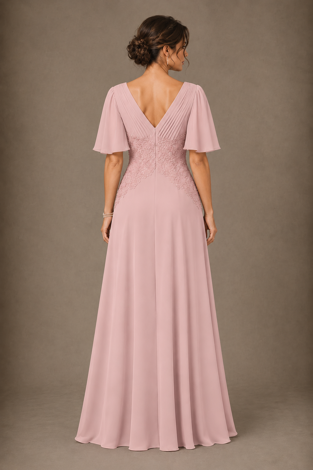 A-Line Chiffon Mother of the Bride Dress with Applique
