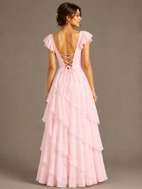 Ruffle Tiered V Neck Maxi Dress
