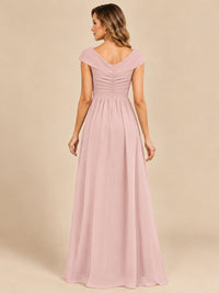 Cap Sleeve Mother of The Bride Dresses Long Chiffon Formal Gowns