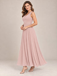 Dusty Blue Floral Lace Chiffon Mother of the Bride Dress with Jacket