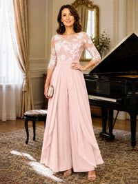 Lace Applique Wide-Leg Chiffon Mother of the Bride Jumpsuit