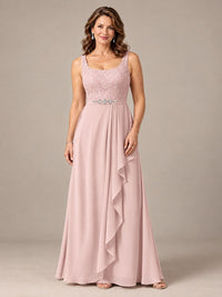 Blush Pink A-Line Mother of the Bride Dress with Lace Jacket and Ruffles