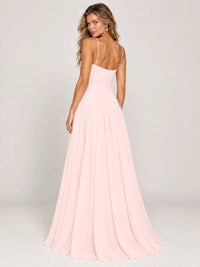 Butter Yellow Ruched Spaghetti Strap Drop-Waist Prom Dress