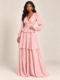 Blush Pink Floral Long Sleeve Maxi Dress