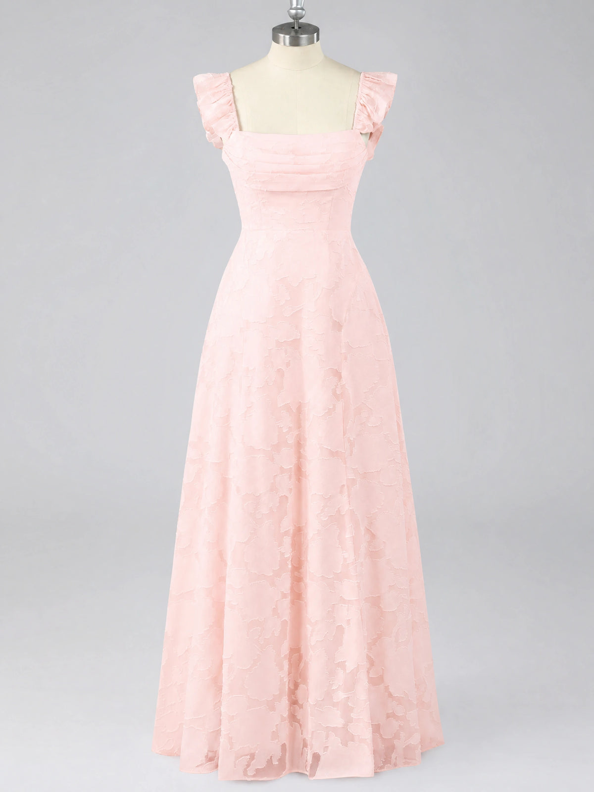 Jacquard Square Neck A-Line Maxi Dress