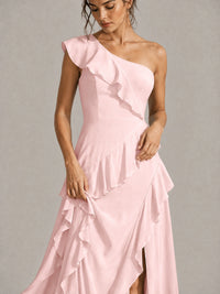 Sage Green One Shoulder Ruffle Bridesmaid Dress