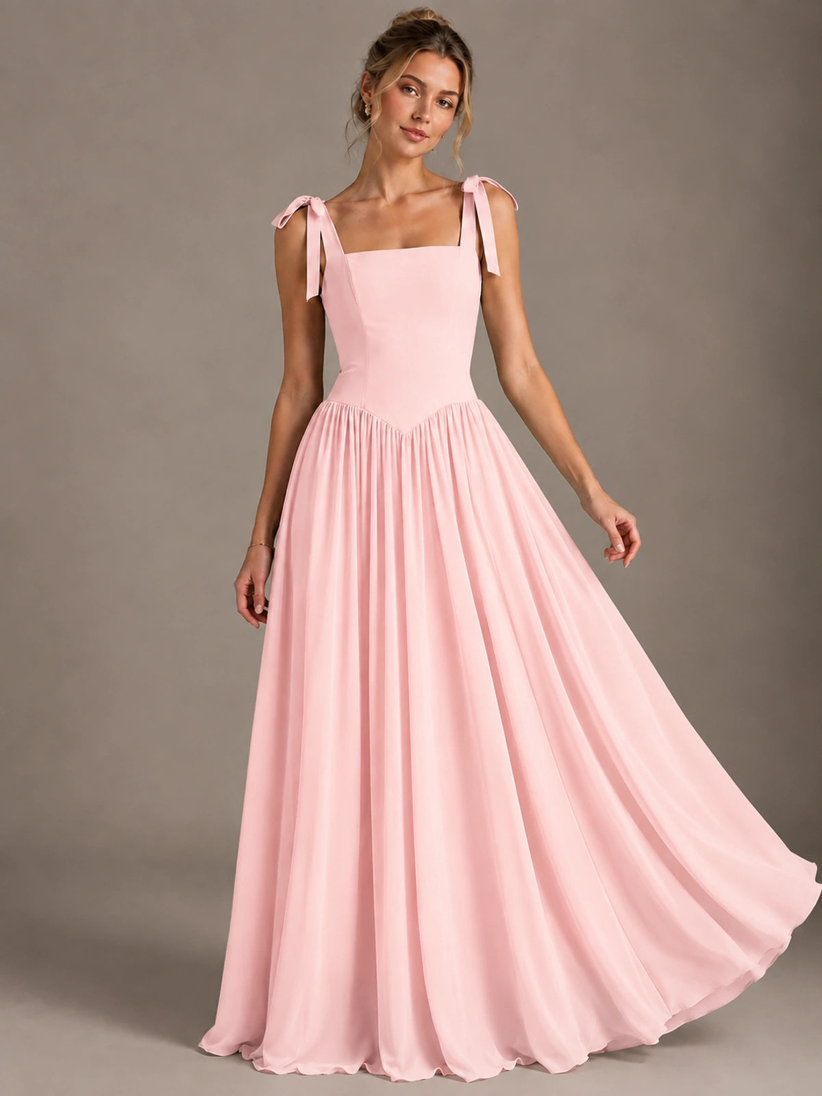 Square Neck A-Line Maxi Dress