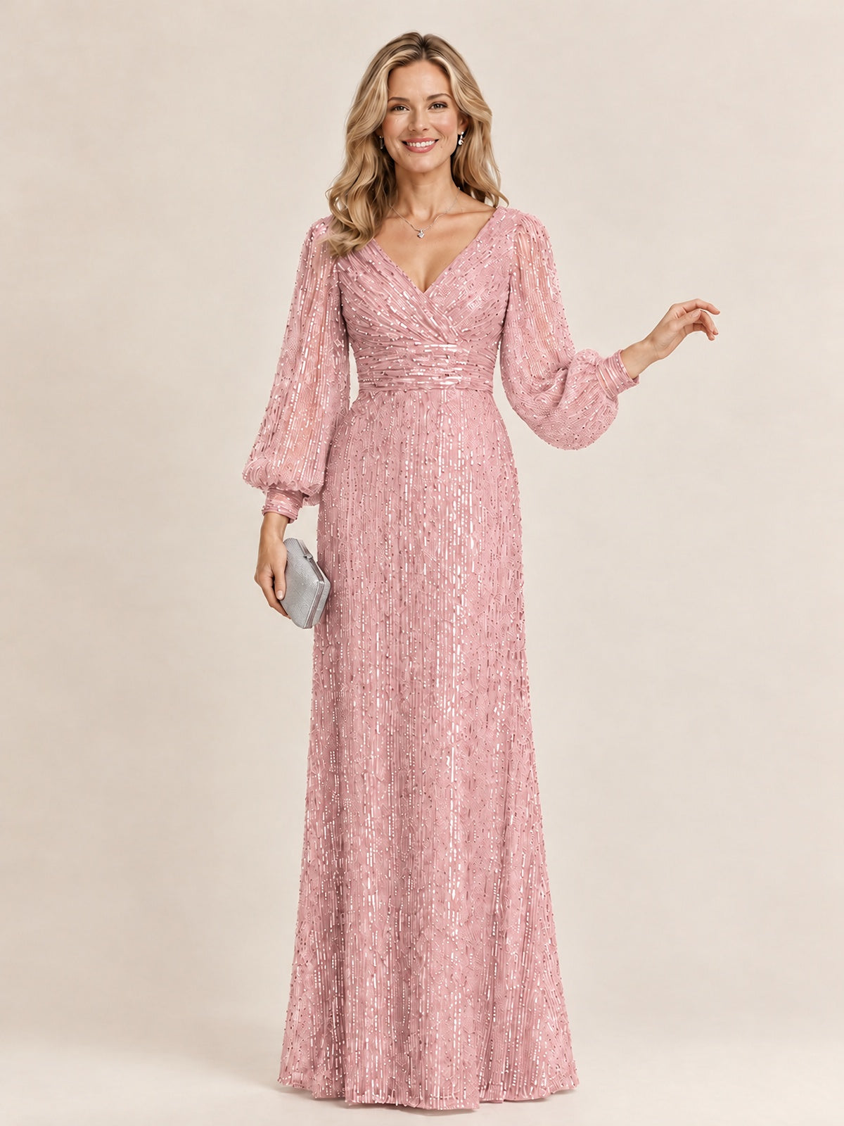 Sparkle Sequin Mother of The Bride Dresses with Long Sleeves