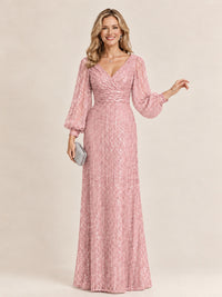 Sparkle Sequin Mother of The Bride Dresses with Long Sleeves