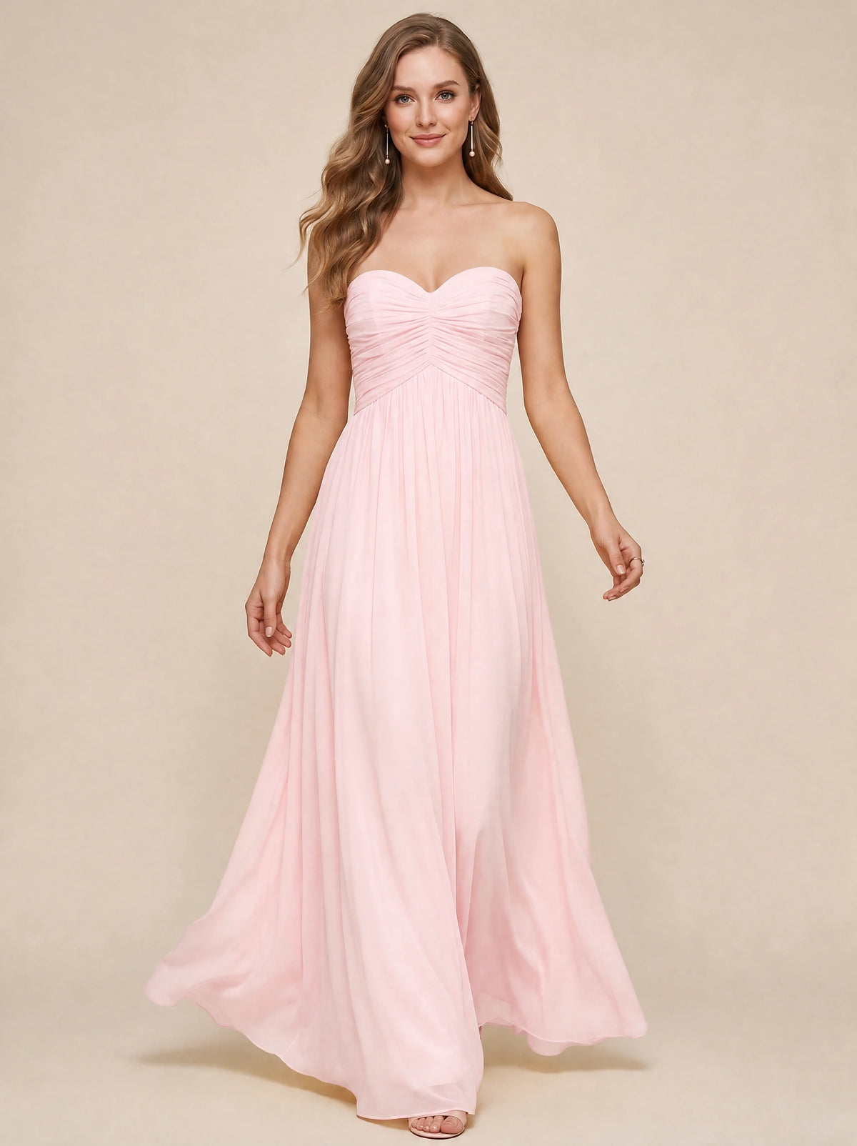 Strapless Pleated Chiffon A-Line Bridesmaid Dress