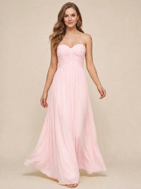 Strapless Pleated Chiffon A-Line Bridesmaid Dress