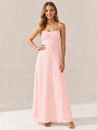 JOVELLEE Yellow Sweetheart Ruched Bust Chiffon Maxi Dress