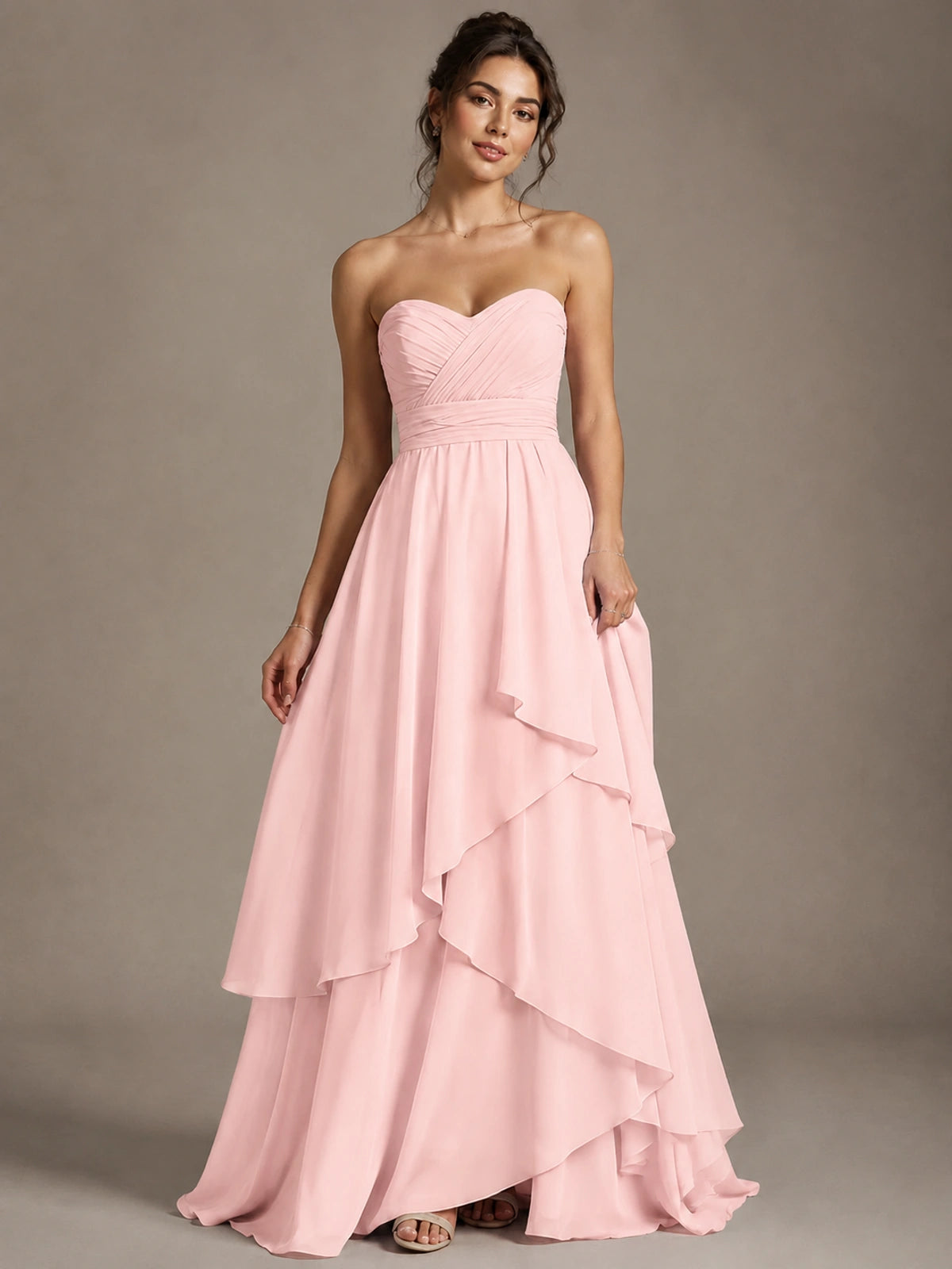 Strapless Ruffle A-Line Maxi Dress