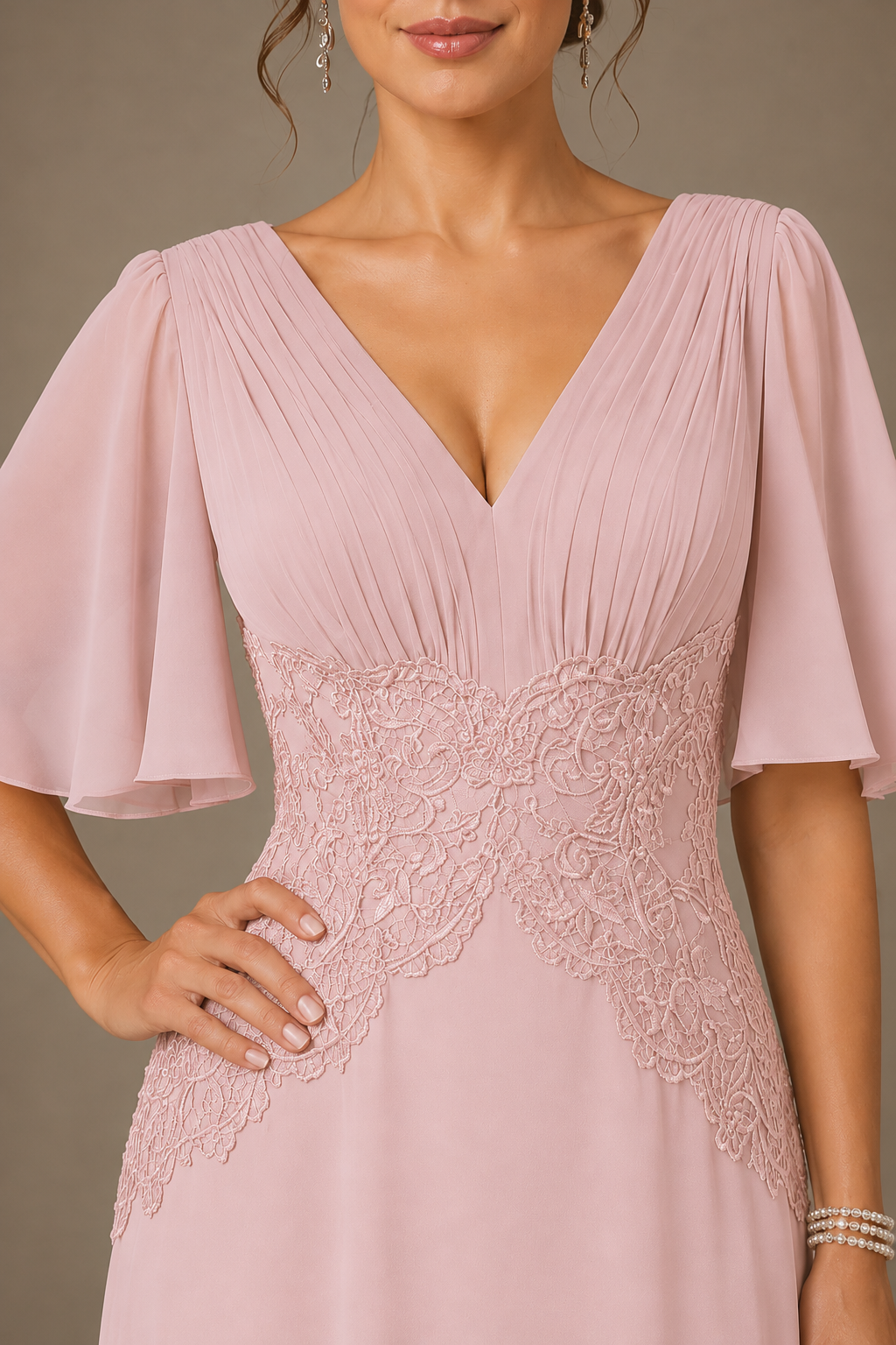 A-Line Chiffon Mother of the Bride Dress with Applique