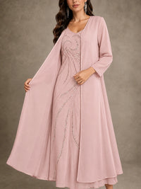Sequin Chiffon Mother of the Bride Dress with Jacket