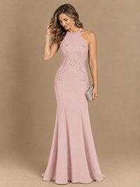 Halter Neckline Lace Appliques Mother of The Bride Dresses