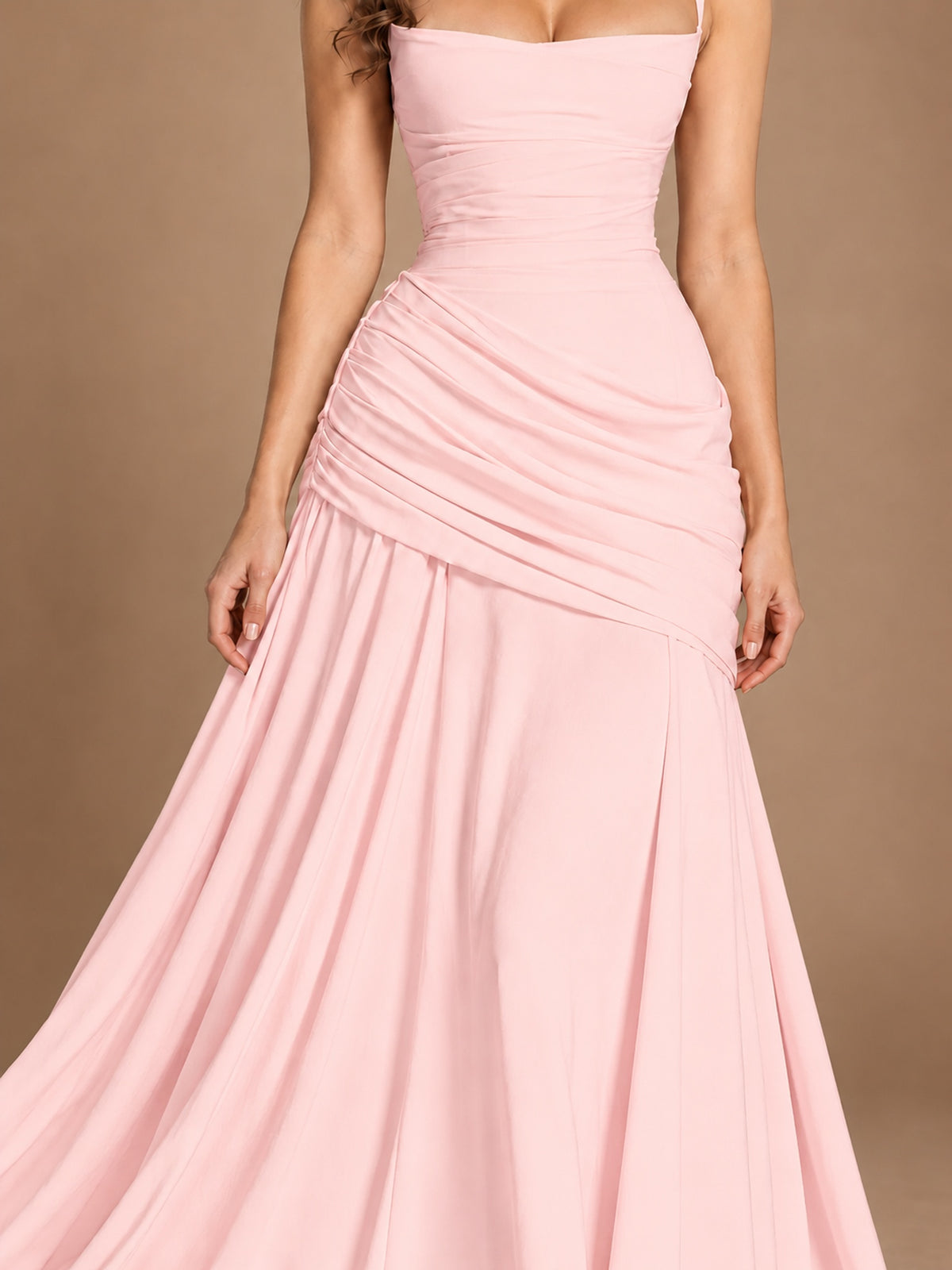 Butter Yellow Square Neck Ruched A-Line Prom Dress