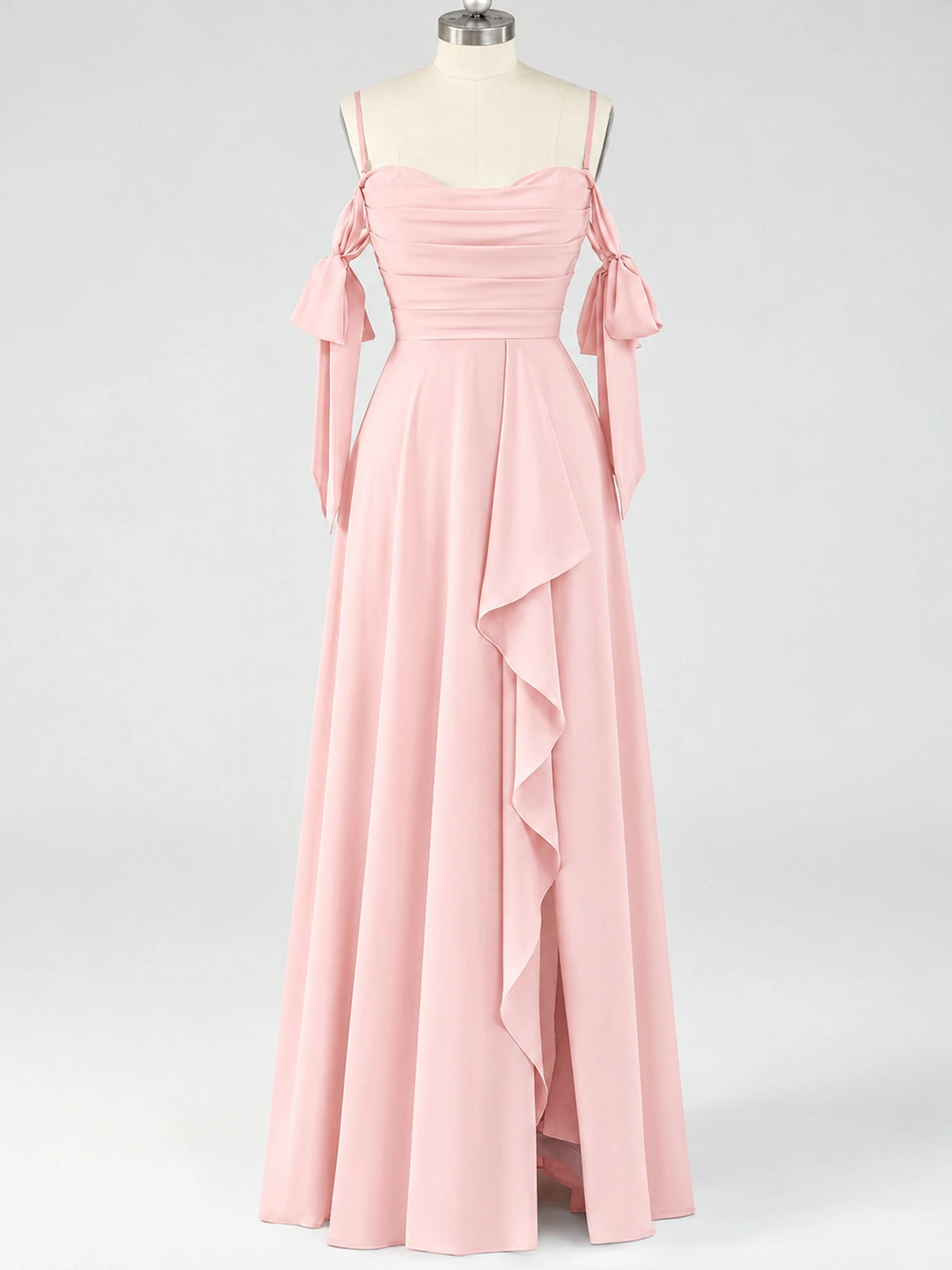 A-Line Ruffles Chiffon Bridesmaid Dress with Slit