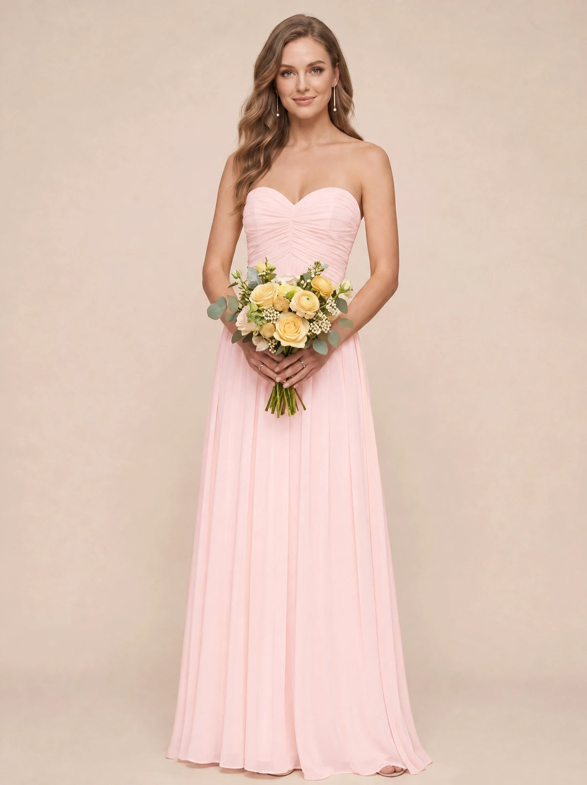 Strapless Pleated Chiffon A-Line Bridesmaid Dress