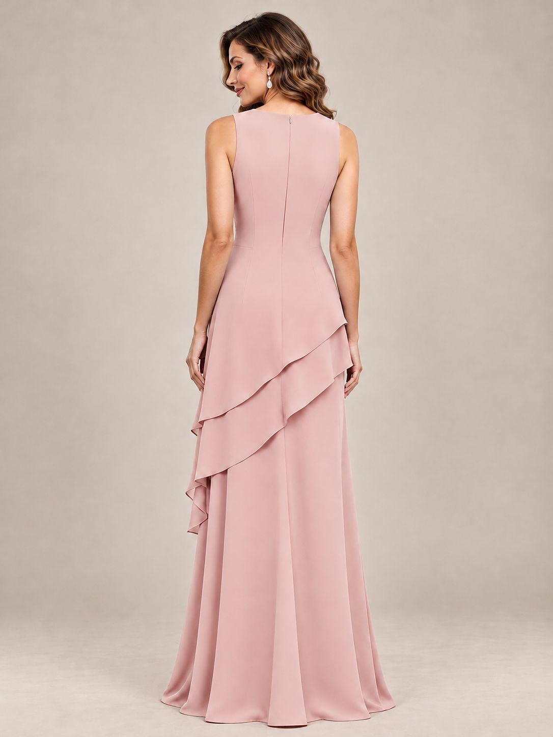 Dusty Blue Two-Piece Chiffon Mother of the Bride Dress with Jacket