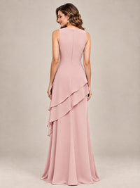 Dusty Blue Two-Piece Chiffon Mother of the Bride Dress with Jacket