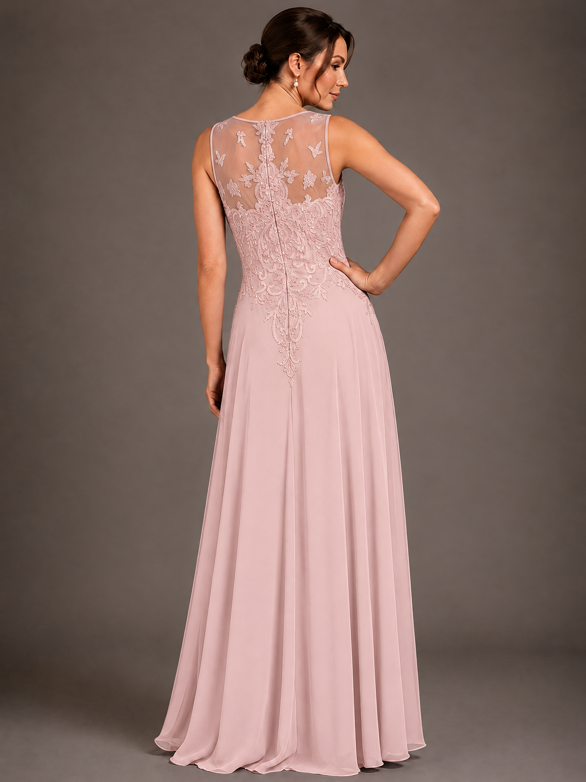 A-line 2 Pieces Chiffon Appliques Mother of The Bride Dresses with Jackets