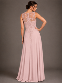 A-line 2 Pieces Chiffon Appliques Mother of The Bride Dresses with Jackets