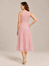 Tea Length Sequin Lace Mother of the Bride Dress with Chiffon Jacket