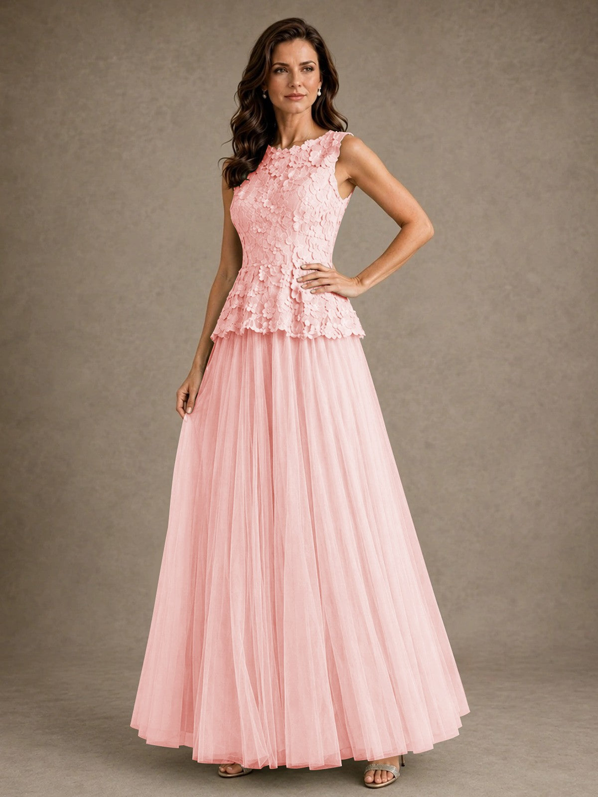 A-Line Chiffon Mother of the Bride Dress with Lace Appliques
