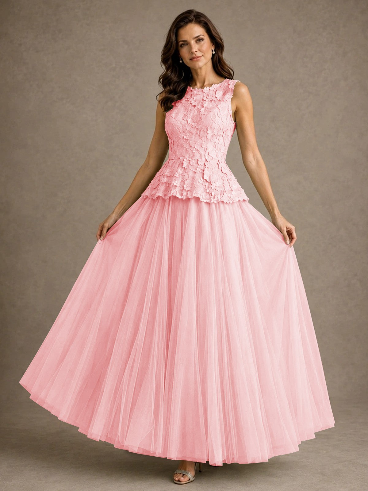 A-Line Chiffon Mother of the Bride Dress with Lace Appliques
