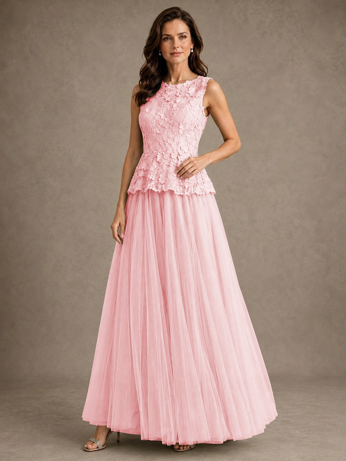 A-Line Chiffon Mother of the Bride Dress with Lace Appliques