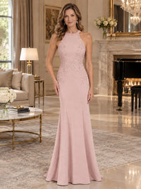 Halter Neckline Lace Appliques Mother of The Bride Dresses