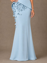 3D Floral Applique Mother of the Bride Dress with Peplum