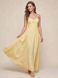 Strapless Pleated Chiffon A-Line Bridesmaid Dress