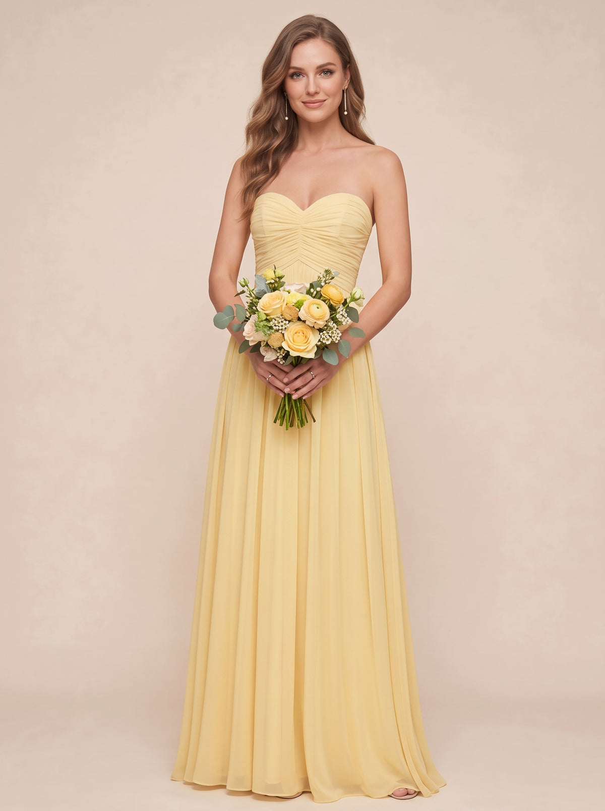Strapless Pleated Chiffon A-Line Bridesmaid Dress