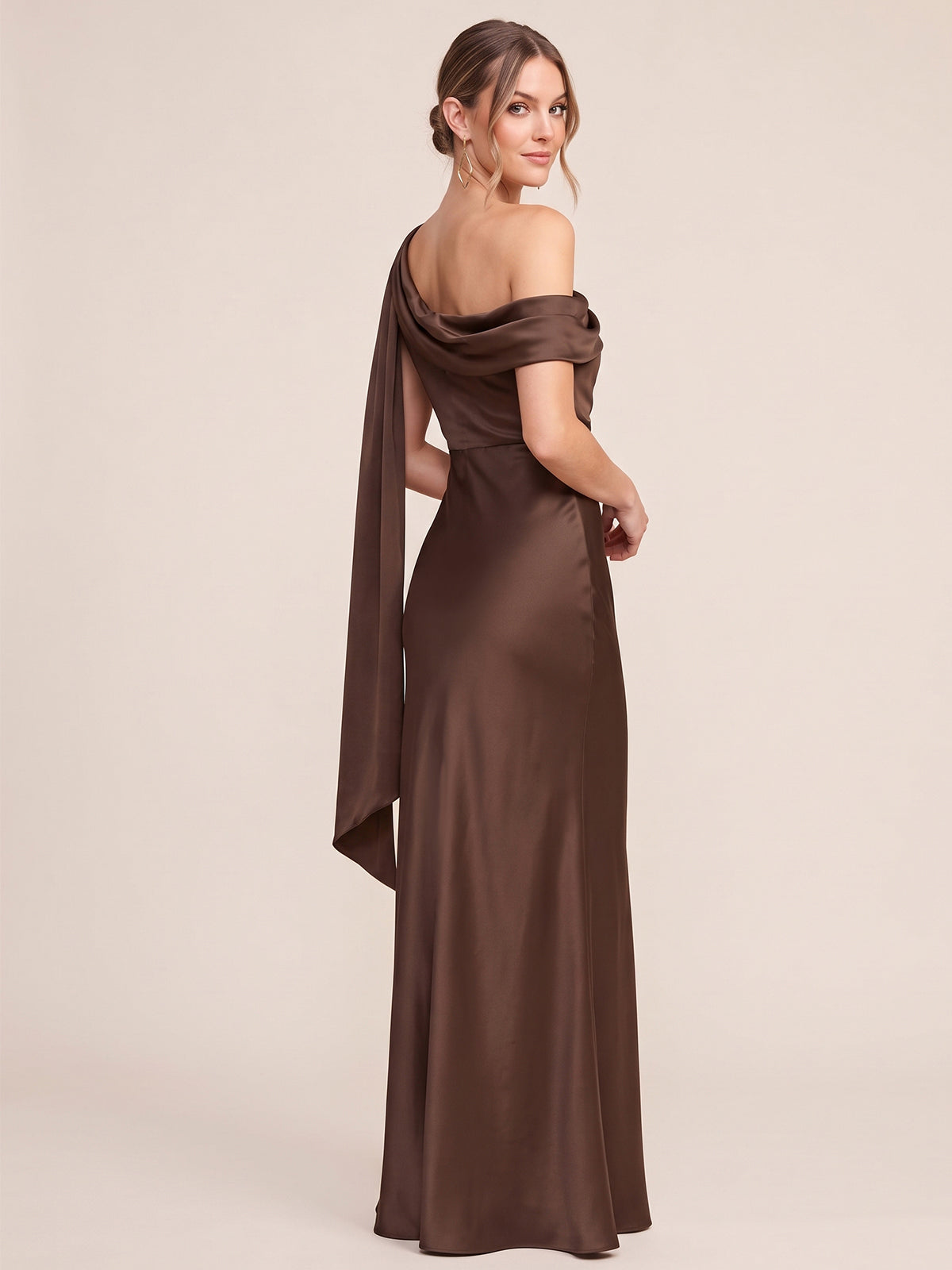 One Shouler Satin Mermaid Maxi Dress