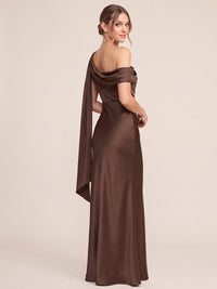One Shouler Satin Mermaid Maxi Dress