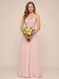 Strapless Pleated Chiffon A-Line Bridesmaid Dress